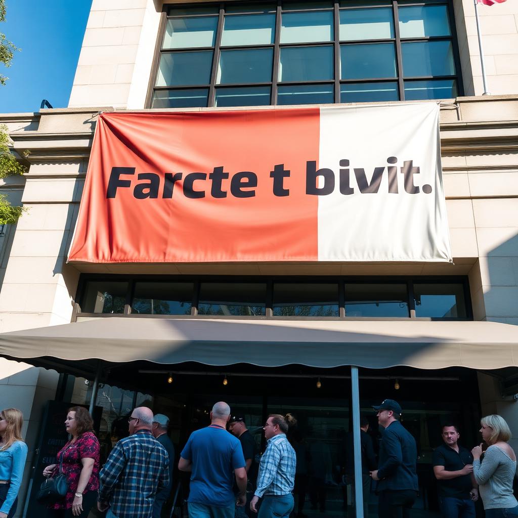 Banner on building facade